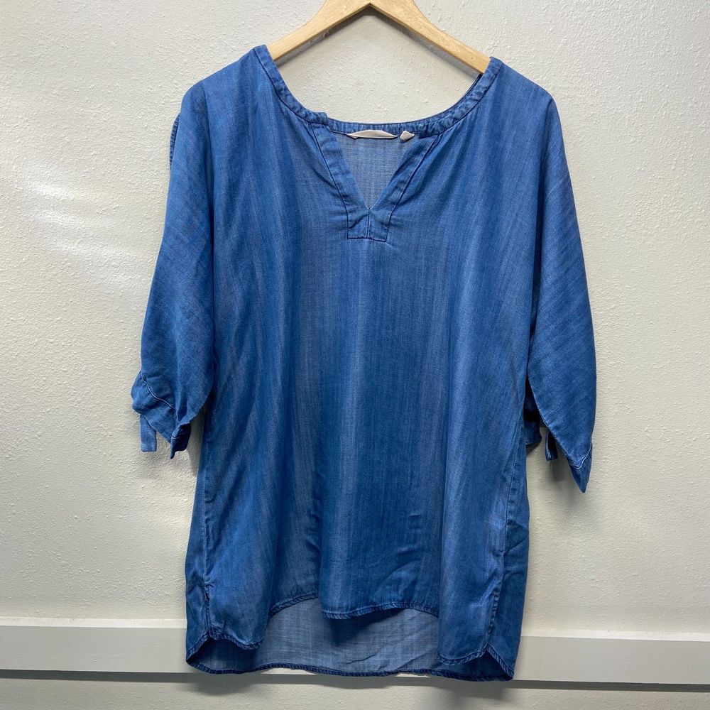 Soft Surroundings 100% Tencel Oversized Tunic Blouse Cold Shoulder Sz M